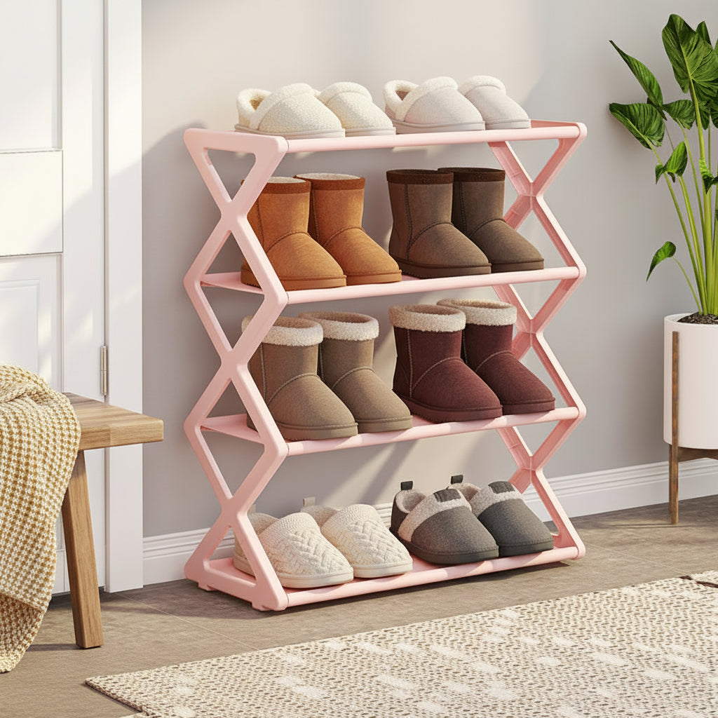 Two-Tier X-Frame Shoe Rack