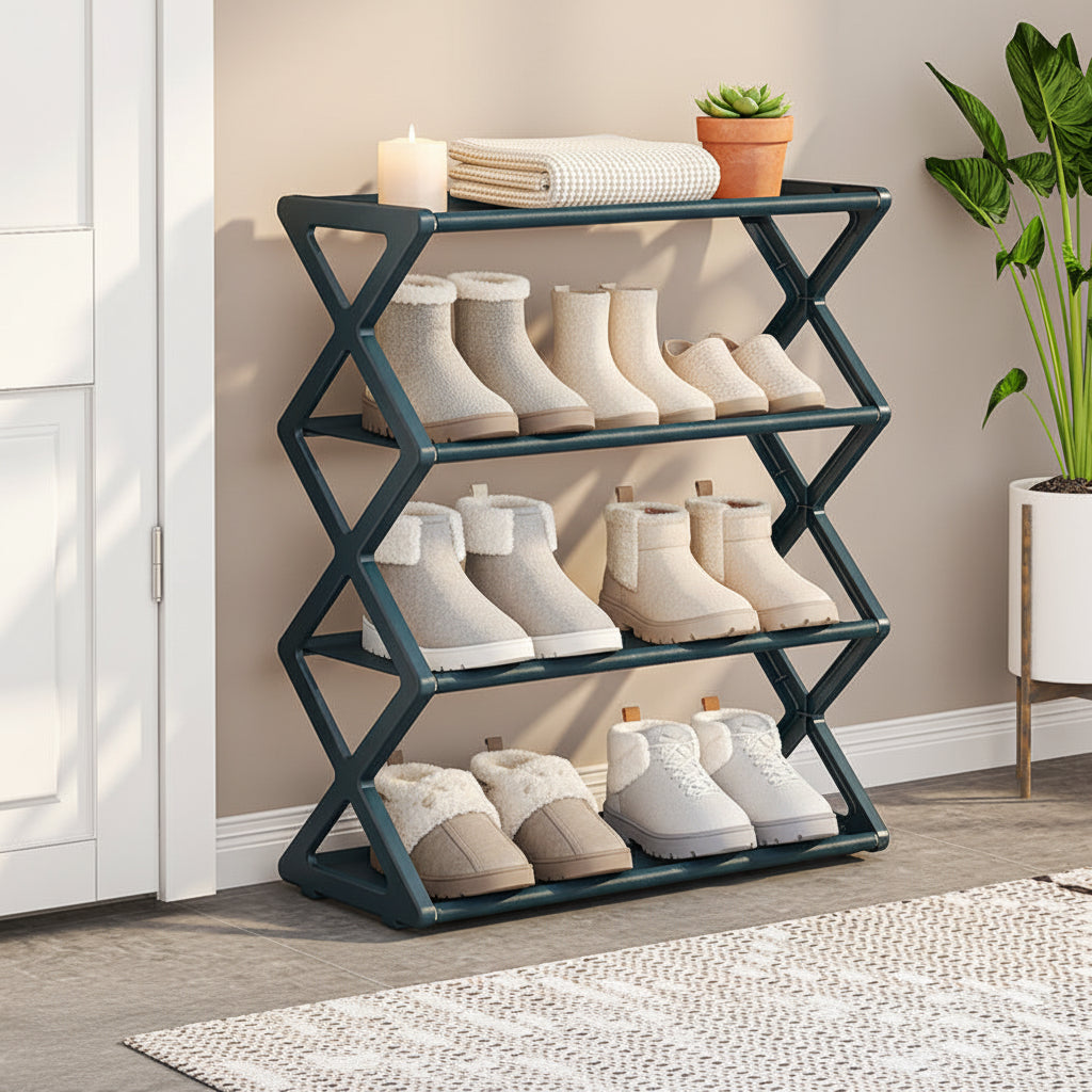 Two-Tier X-Frame Shoe Rack