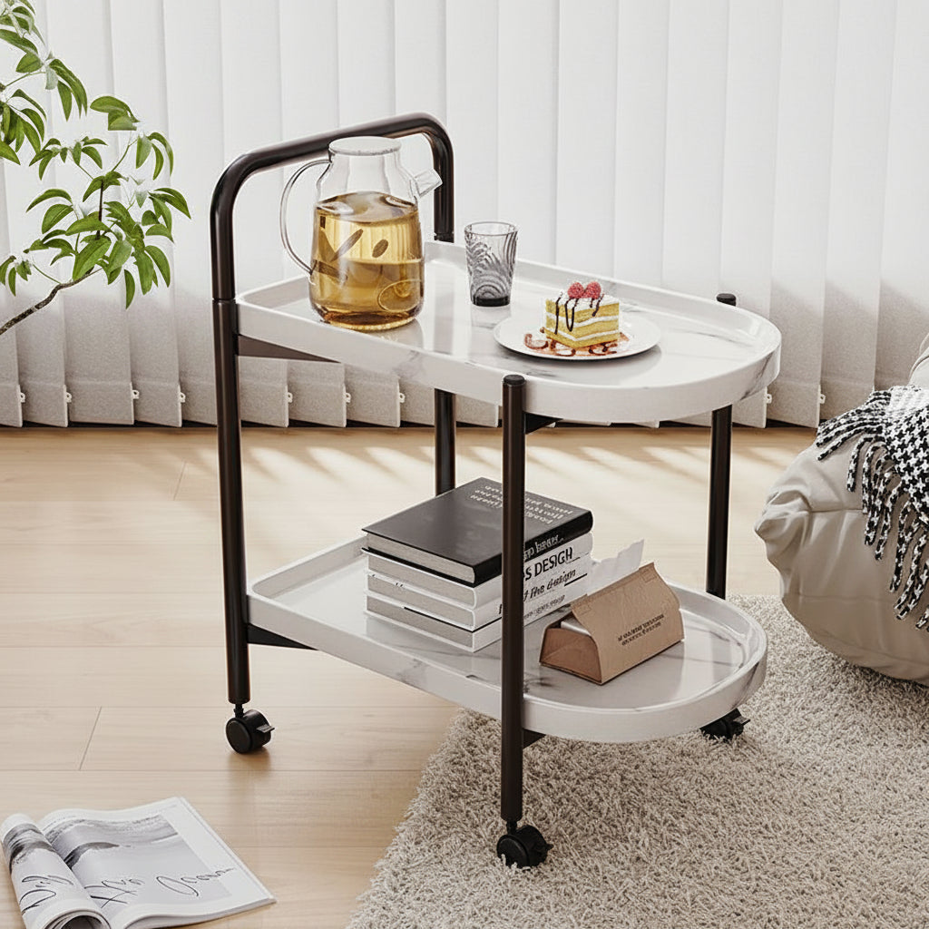 Nordic Rolling Tea Table with Storage