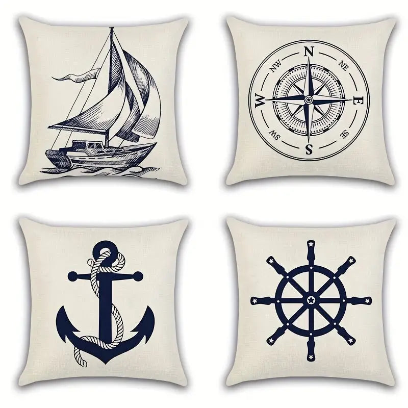 Pirate Ship Series Printed Throw Pillow Cover for Home