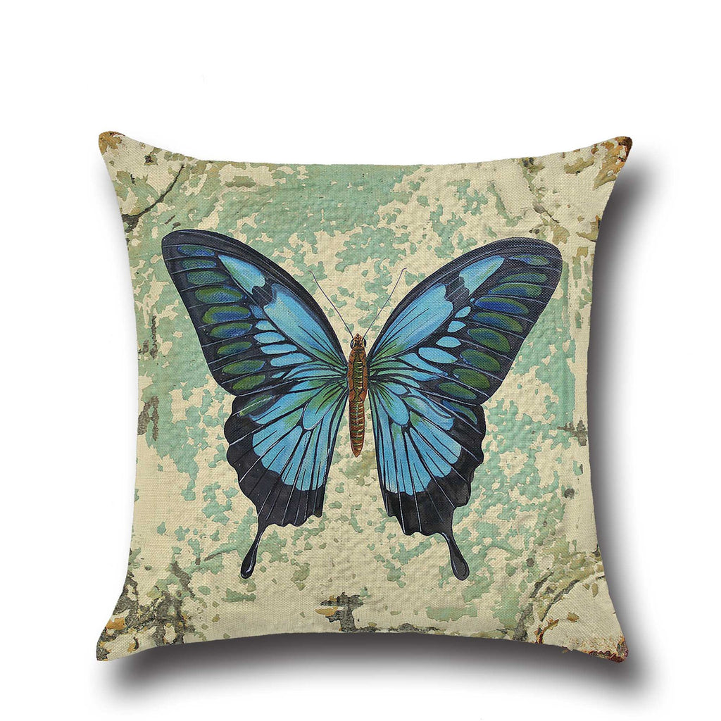 Cute Butterfly Cotton Linen Pillow for Home & Office