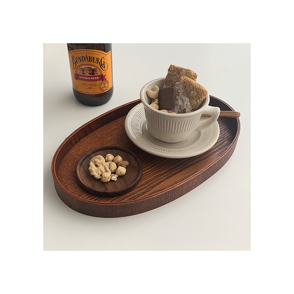 Japanese Walnut Wood Dessert & Coaster Set