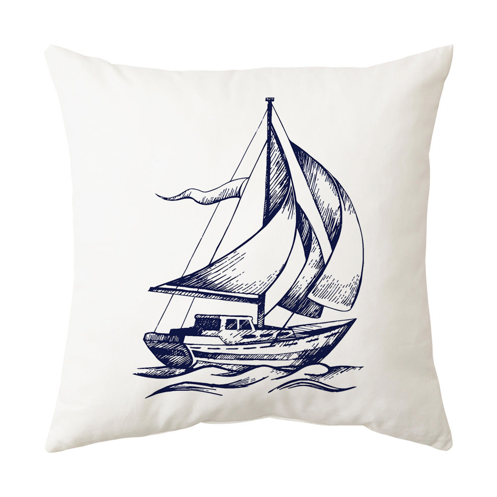 Pirate Ship Series Printed Throw Pillow Cover for Home