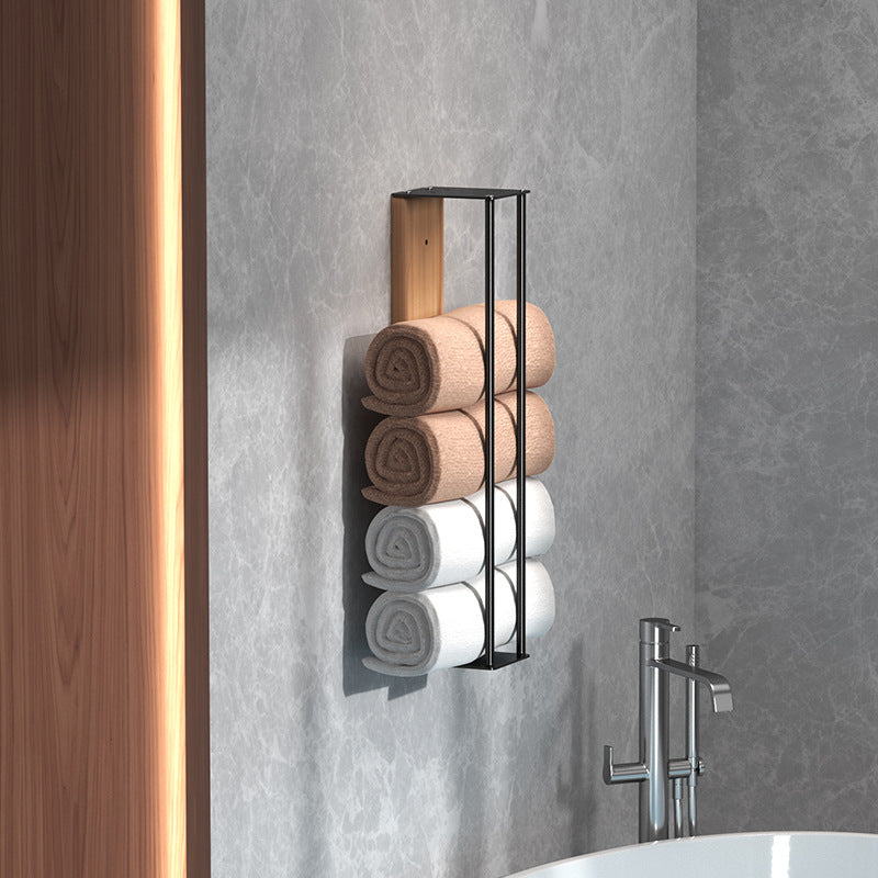 Nordic Wood & Metal Wall Towel Rack
