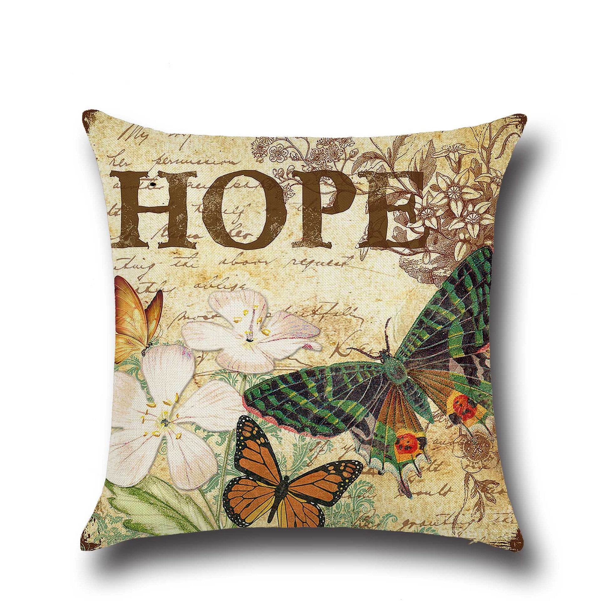 Cute Butterfly Cotton Linen Pillow for Home & Office
