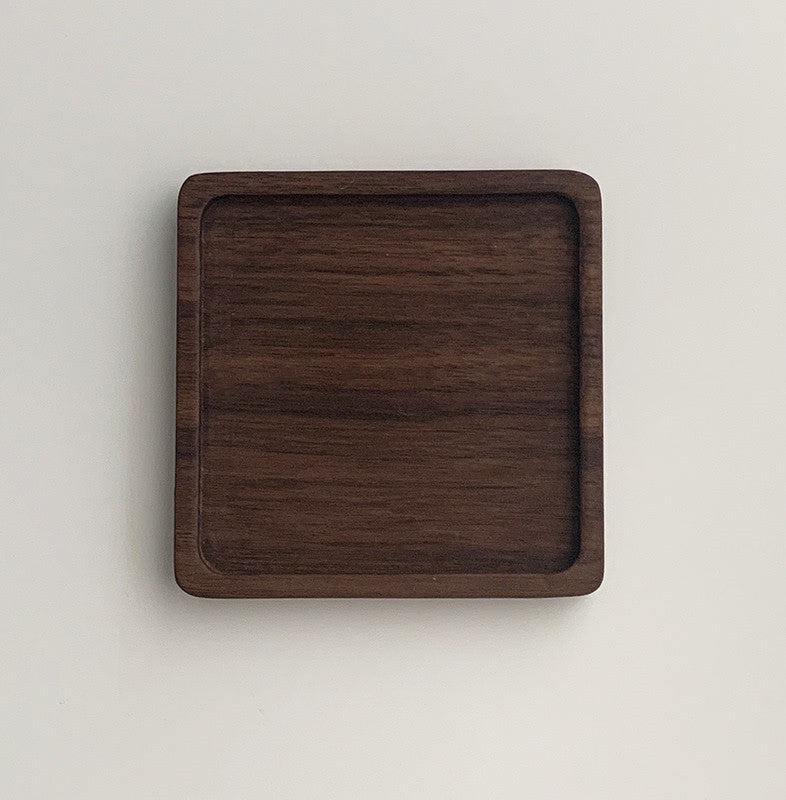 Japanese Walnut Wood Dessert & Coaster Set