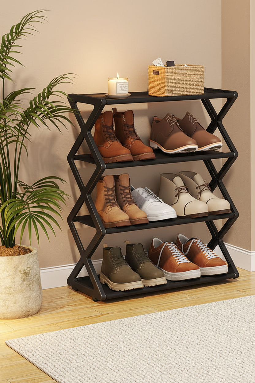 Two-Tier X-Frame Shoe Rack