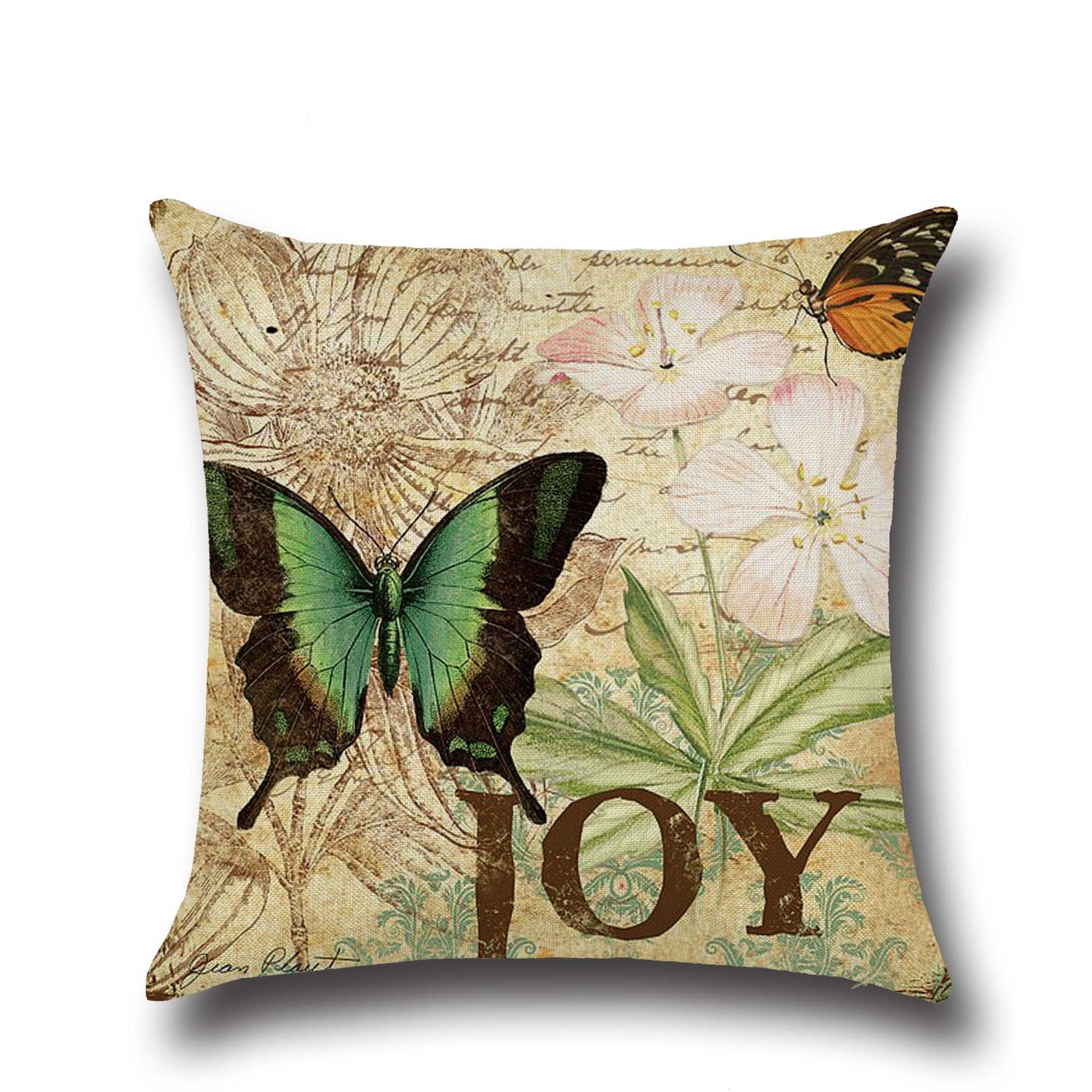 Cute Butterfly Cotton Linen Pillow for Home & Office