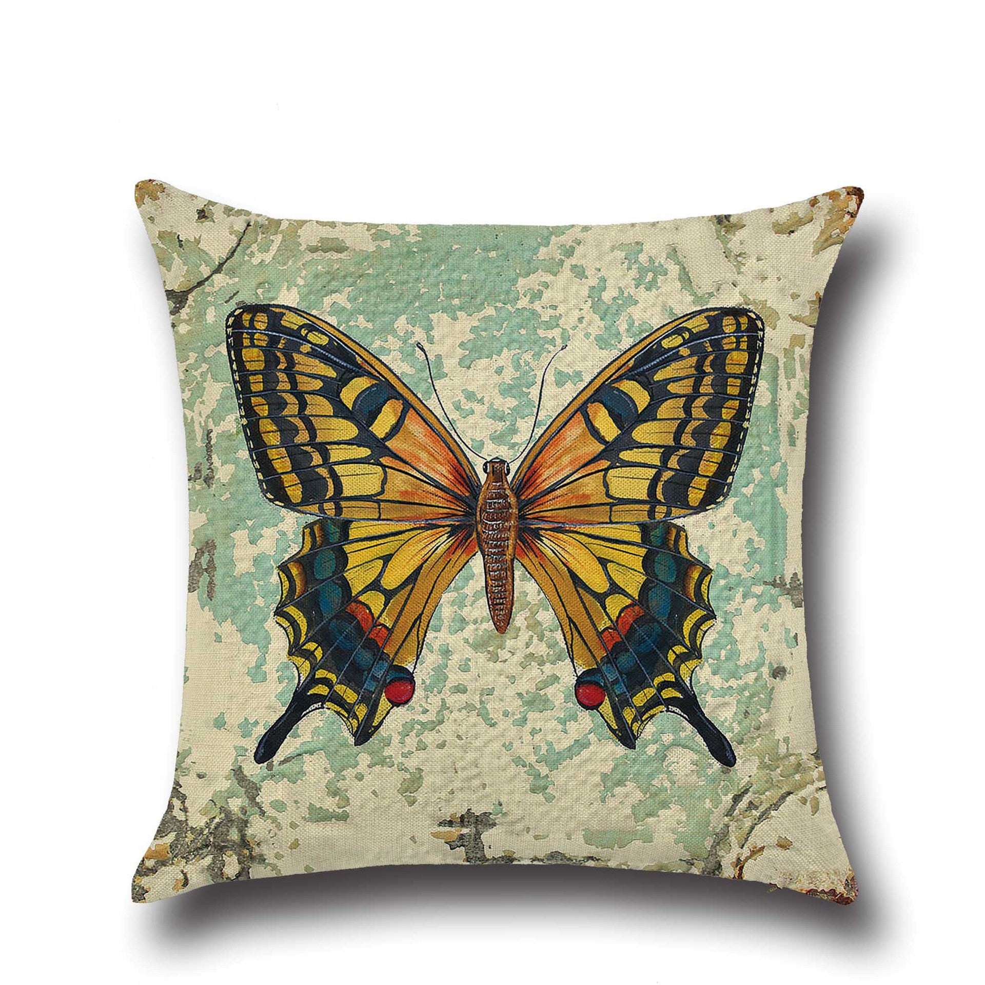Cute Butterfly Cotton Linen Pillow for Home & Office