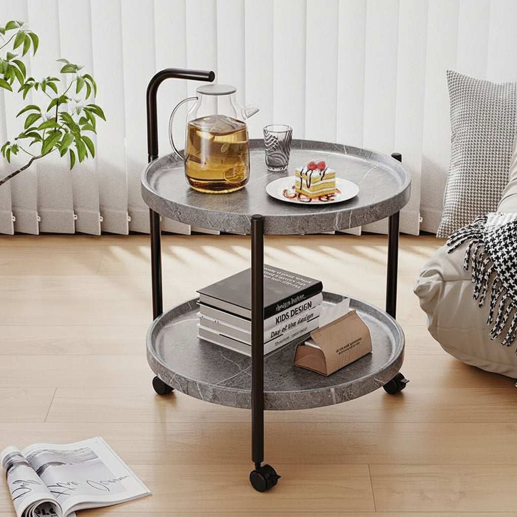 Nordic Rolling Tea Table with Storage