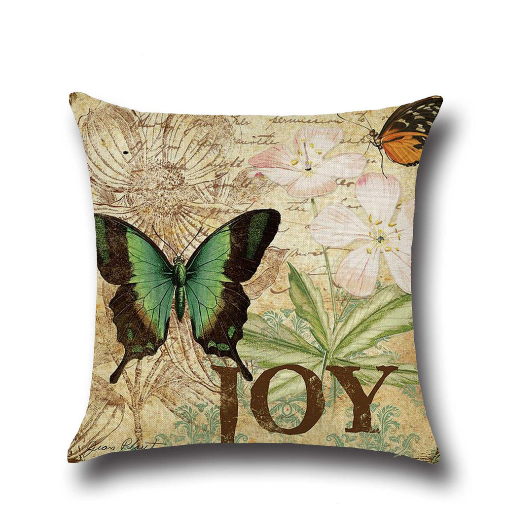 Cute Butterfly Cotton Linen Pillow for Home & Office