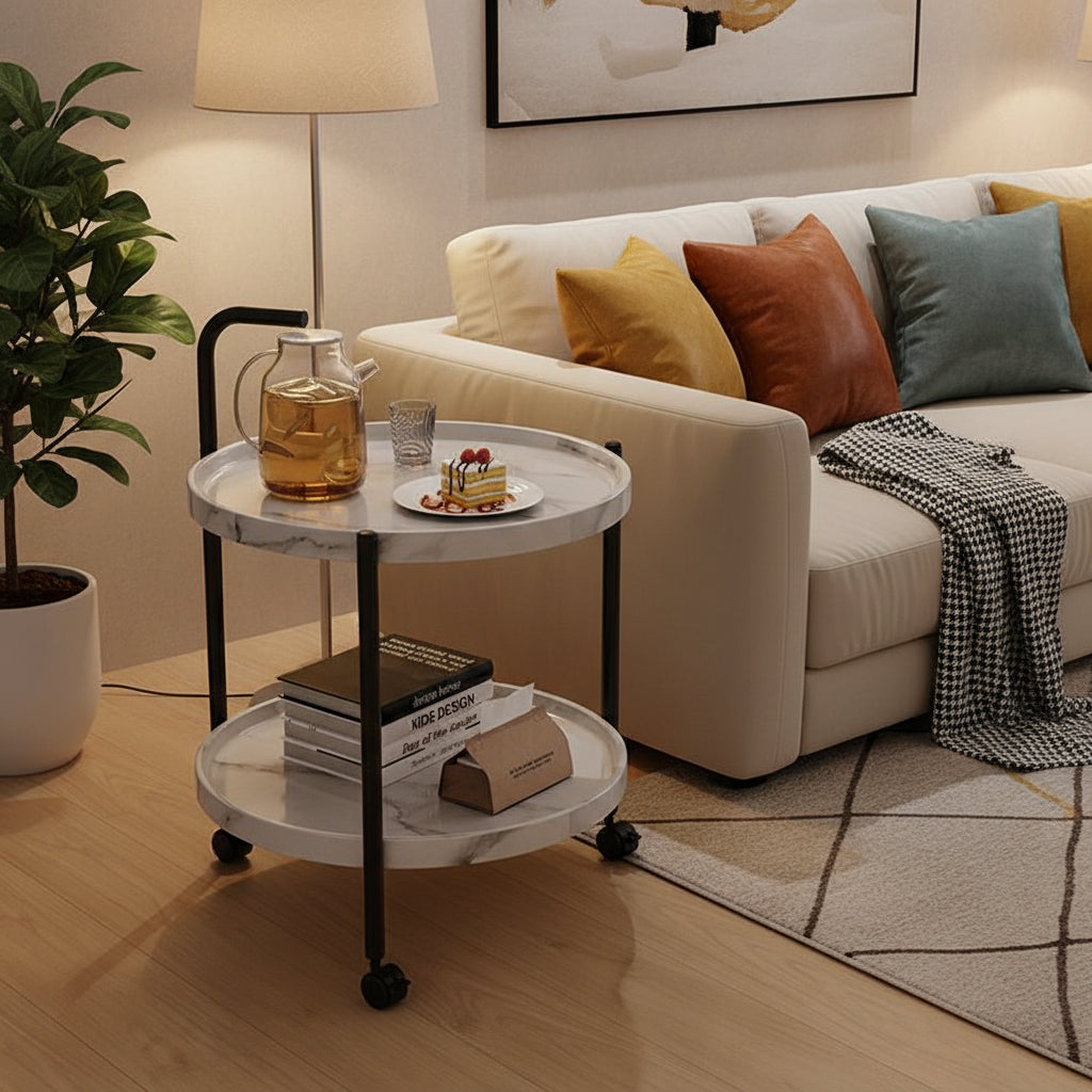 Nordic Rolling Tea Table with Storage